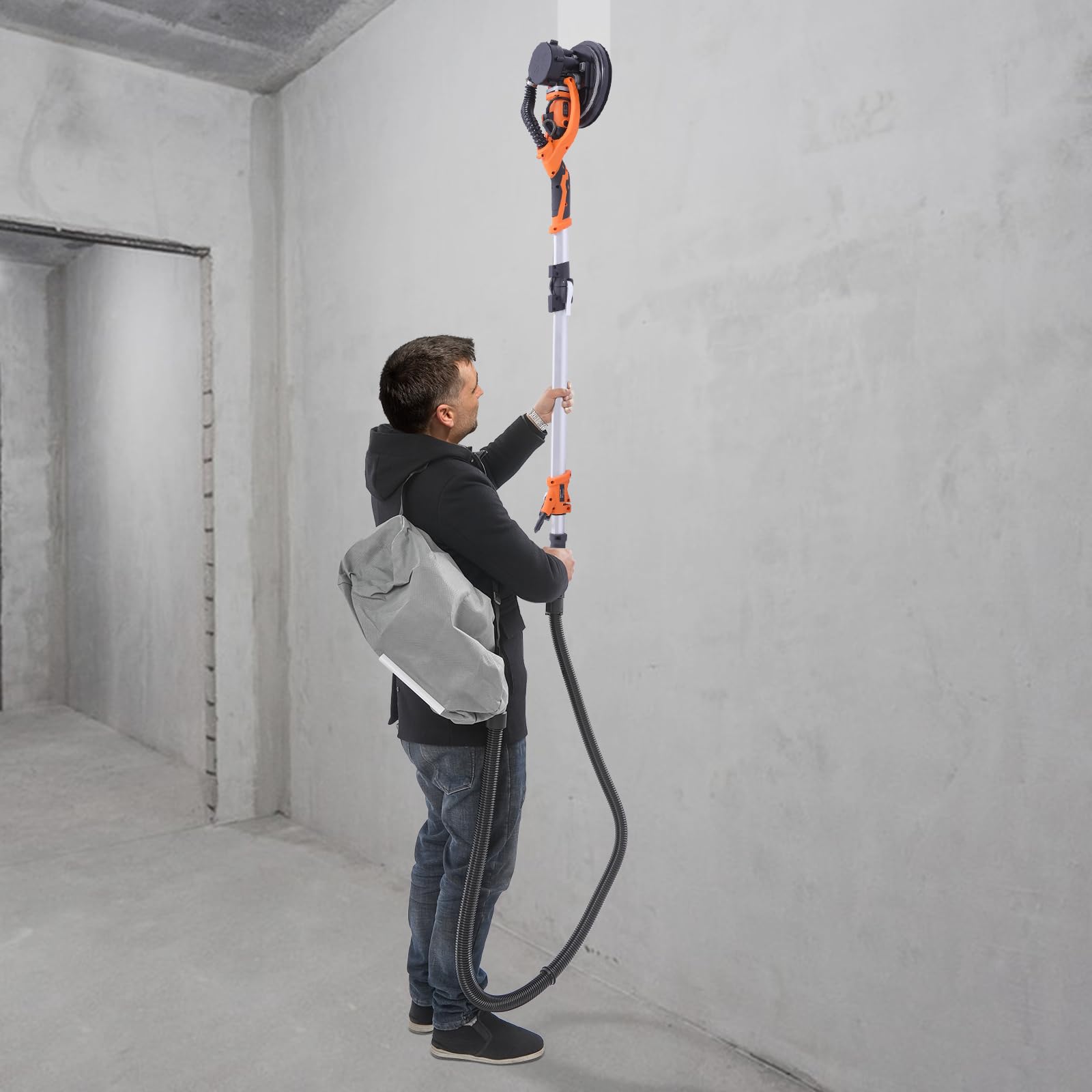 Drywall Sander with Collector 780W Electric Drywall Sander Tool Ceiling Removal Tool with 6 Variable Speed 1300-2800RPM, 6pcs Sanding Discs (Orange)