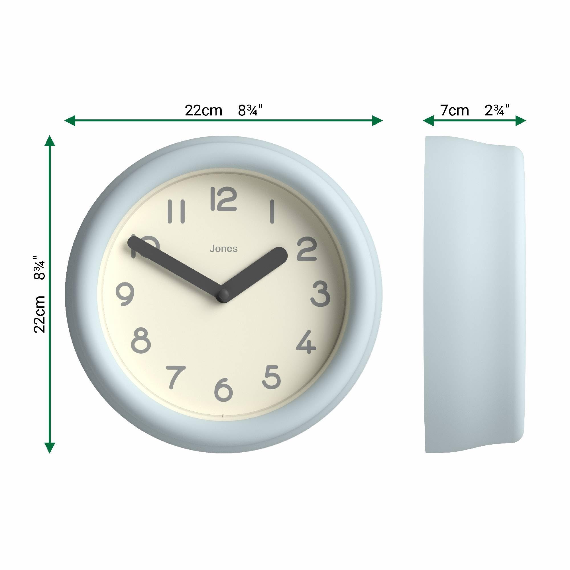 Jones Clocks® Fuze wall clock, Clear Blue, 22 x 22 x 7 cm - Image 3