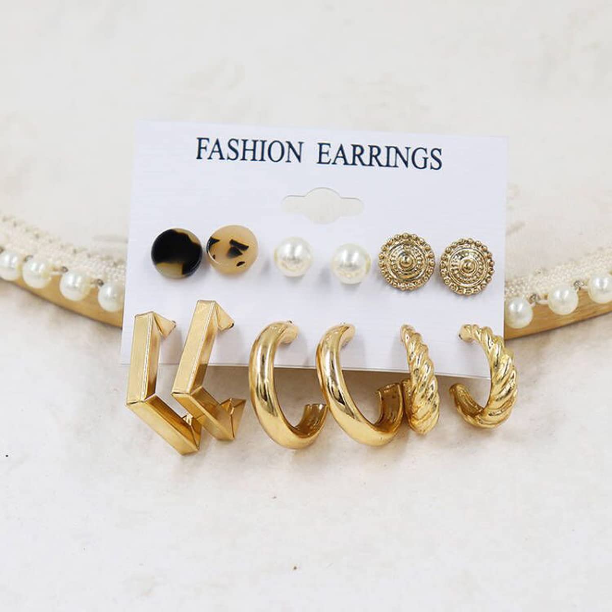 Modern Studs & Hoop Earrings Set of 9