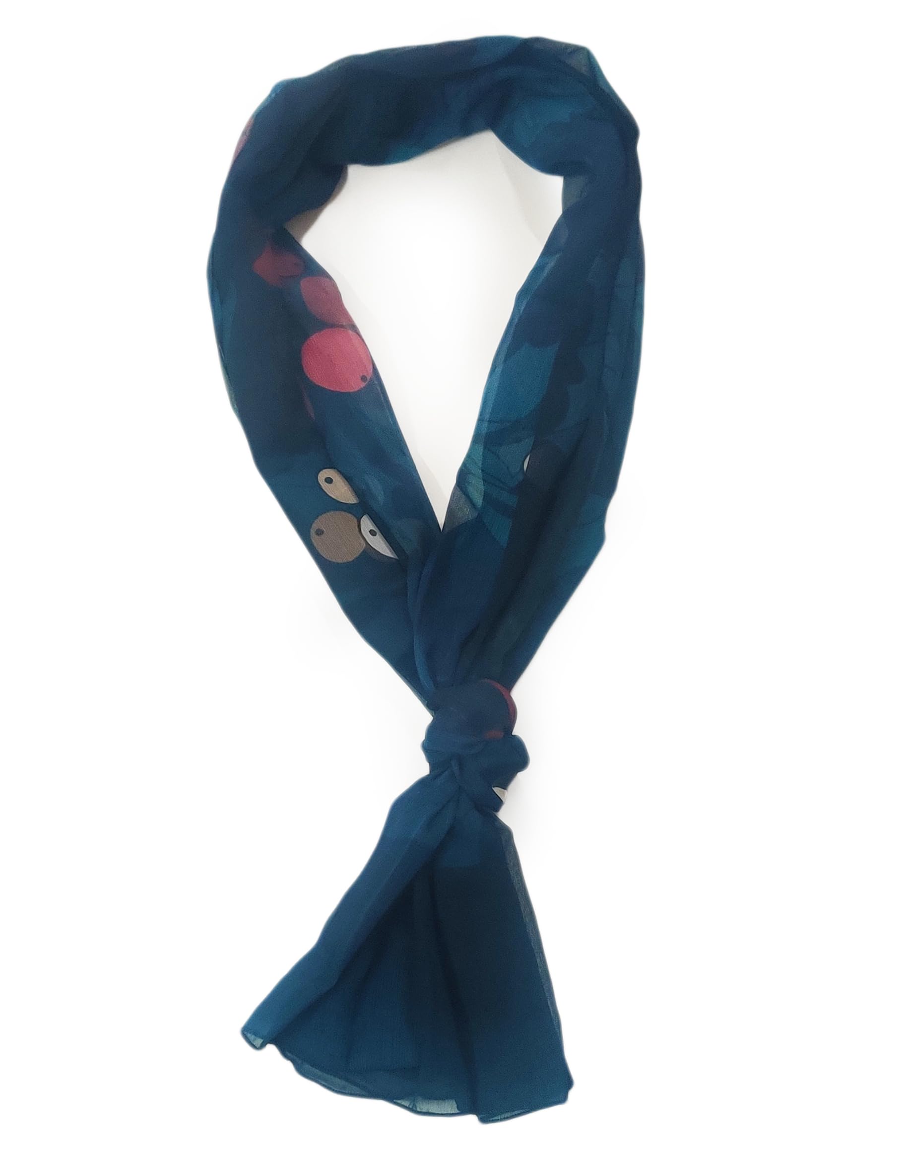 one echelon Fine Chiffon Ombre Scarf for Women Lightweight Fashion Scarves in Print Floral Pattern (Midnight Blossom)-picture-56
