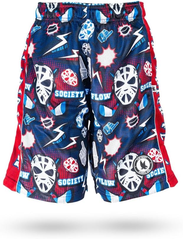 Flow Society Boys' Black Hat Trick Hockey Shorts - Boys Shorts - Gym Shorts