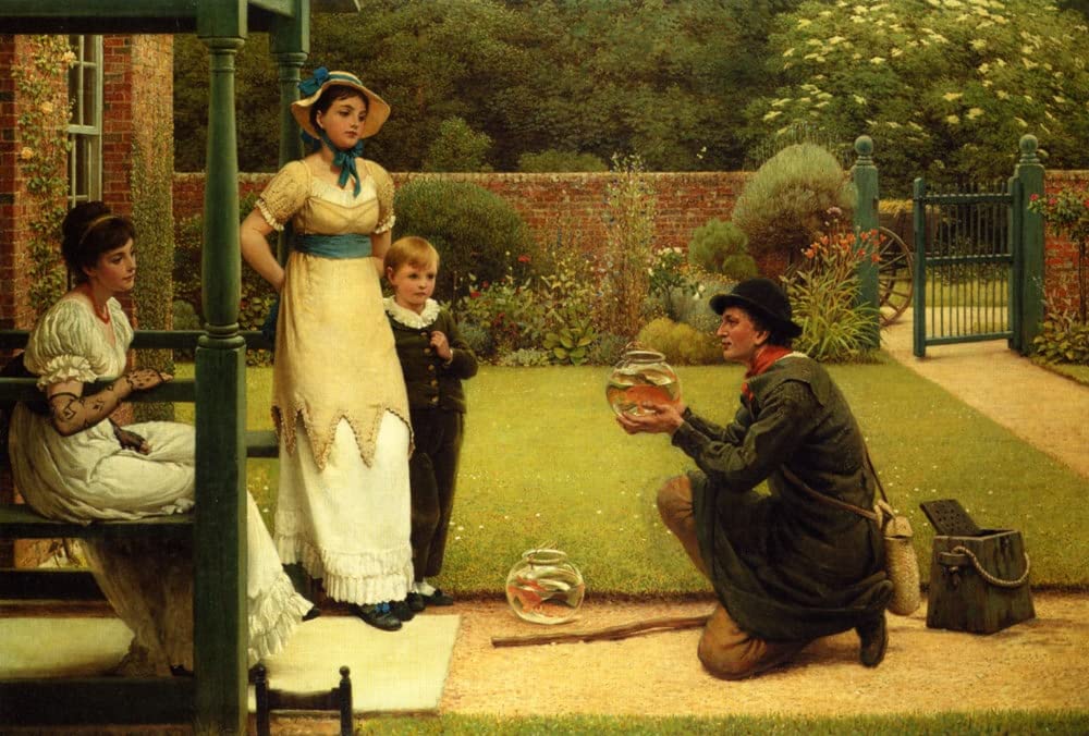 RZHRHJES Abstract Painting Poster Art Print Canvas Print Poster the Goldfish Seller by George R.a. Leslie Landscape Canvas Painting for Home Decor 60x90cm
