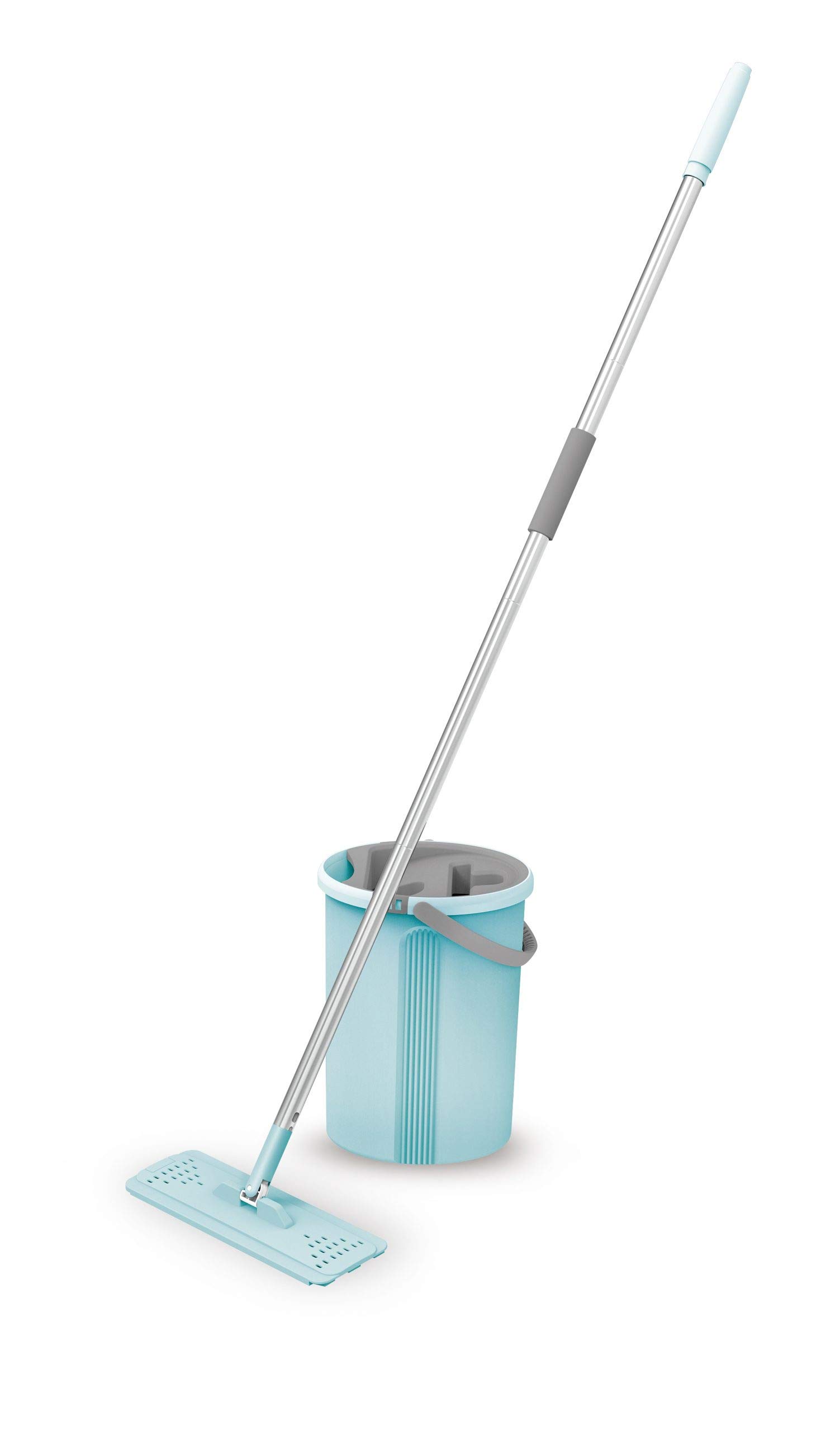 Microfiber Flat Mop and Bucket System for Floor Cleaning Squeeze Dry Flat Mop with 1 Mop Pads, Self-Cleaning | 4 L