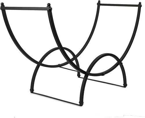Miniatura 5 de Juvale Estante curvo de leña de 3 pies para interior y exterior (negro)