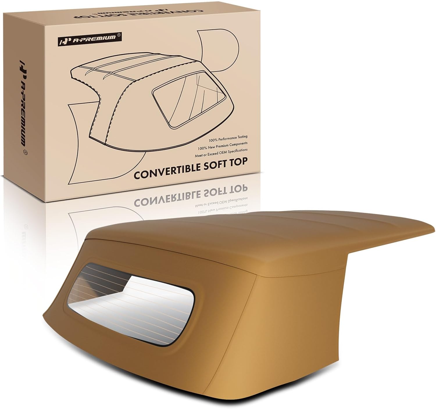 A-Premium Tan Convertible Soft Top Compatible with Mini Cooper 2003-2008