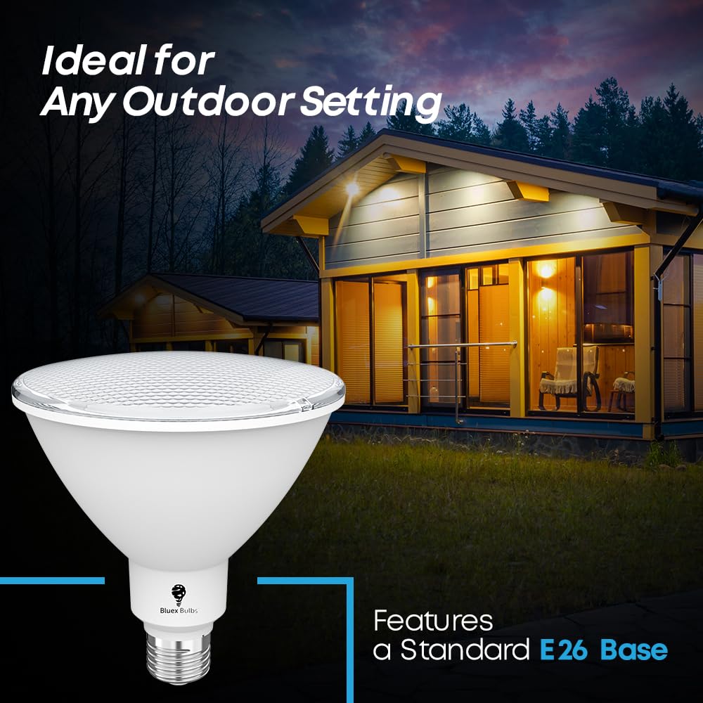 2 Pack High Power Outdoor PAR38 20W 250 Watt Equivalent 2800 Lumens Dimmable LED Flood Light Bulb Super — view 4