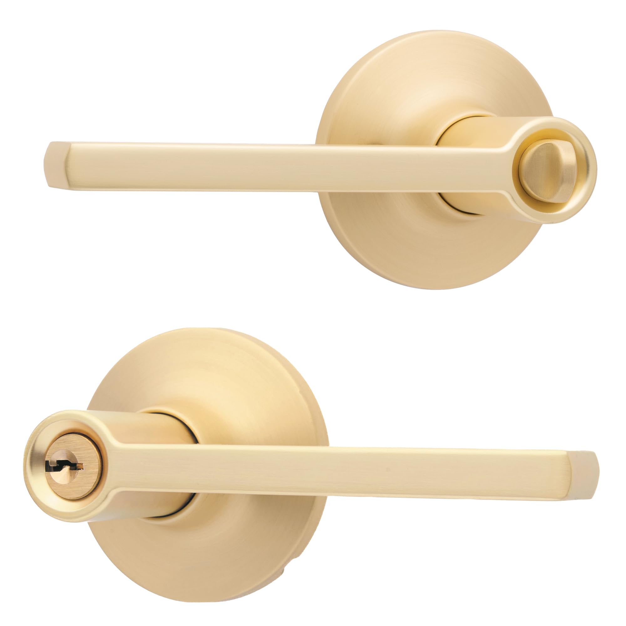 Honeywell Safes & Door Locks Interior Door Handle – Lever Door Handle with Reversible Design, Brushed Gold, Keyed Entry Function, Easy-to-Install Door Handles for Home & Office - 8108604