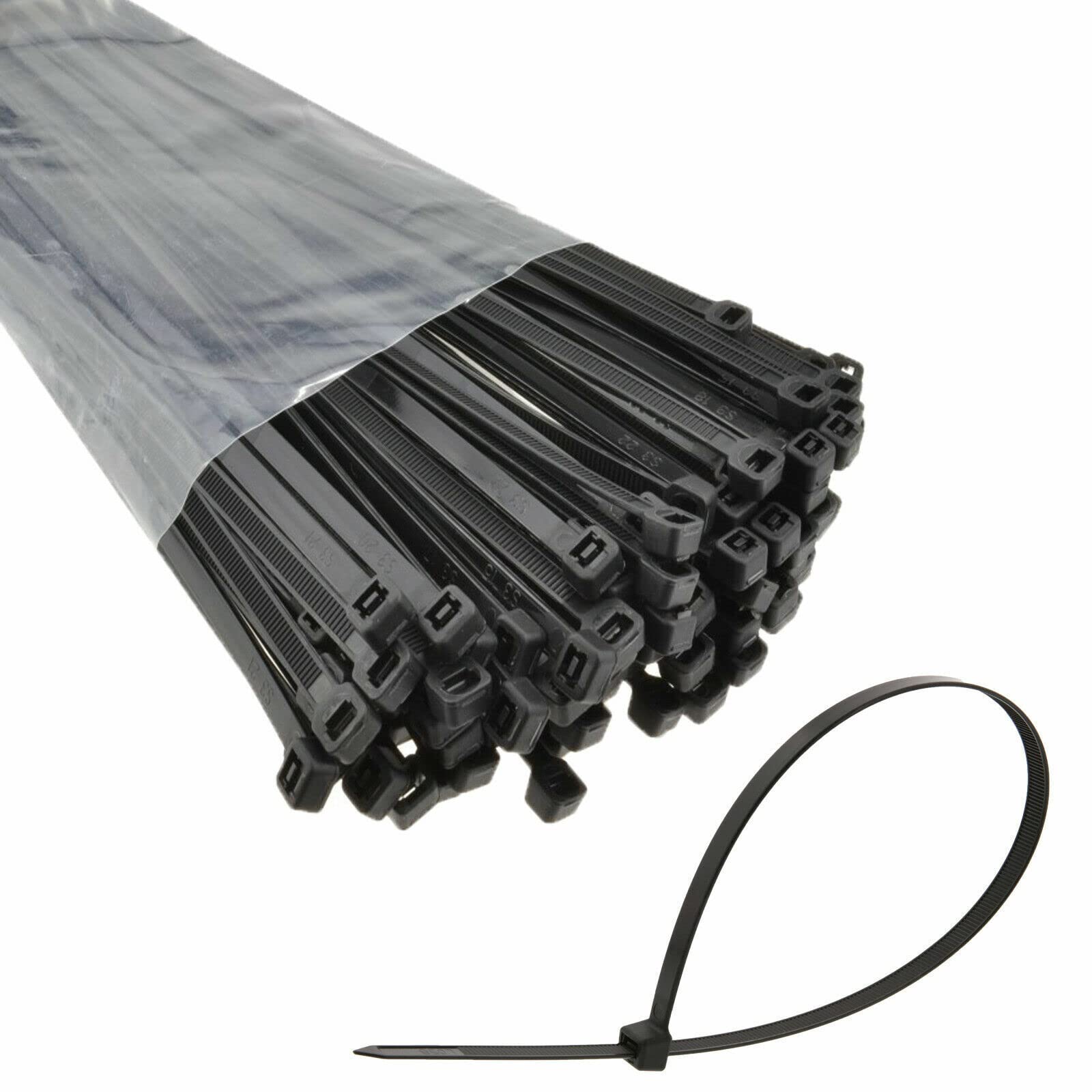 STOREX Pack of 500 Cable Ties Zip Wraps Quality Heavy Duty Strong Long Black Ties