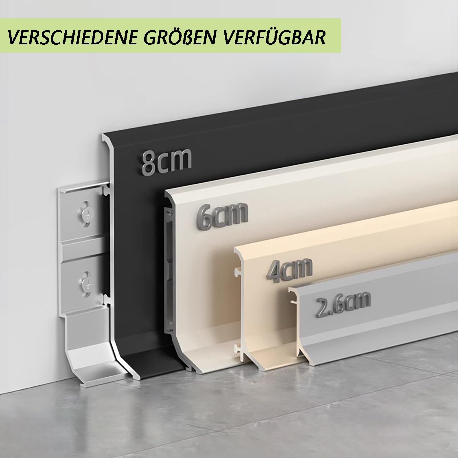 Zócalos De Aleación De Aluminio Modernos, 125cm, Juego De 4, Tiras Decorativas Elegantes Para Renovación De Interiores, Zócalos Duraderos Para Decoración Del Hogar(Option 5,Höhe: 60mm)
