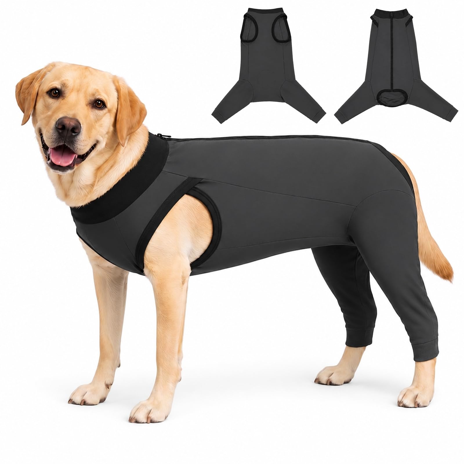 AOOSU Dog Recovery Suit, Recovery Suit for After Surgery Male/Female Dogs, Anti-Licking Puppy Medical Surgical Suits, Cone E-Collar Alternative Pet Vest, Dog Abdominal Wounds Protector Grey