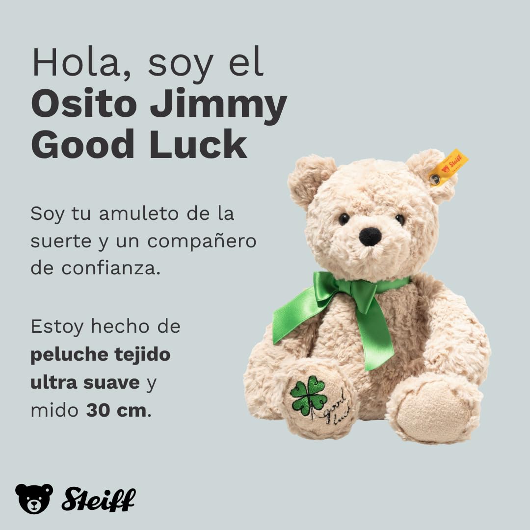 Steiff Peluche Osito Jimmy Good Luck, Peluche Adorable, para niños y niñas, Friends, Peluche 30 cm, Beige, 114144