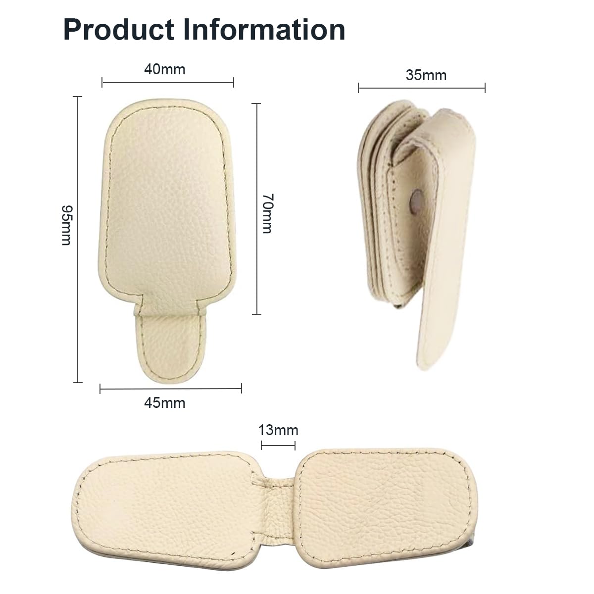 Sonnenbrillenhalter für Auto, magnetischer Leder-Sonnenbrillenclip für Autovisier, Brillenaufhänger-Clip für Auto-Sonnenblende (A Khaki)