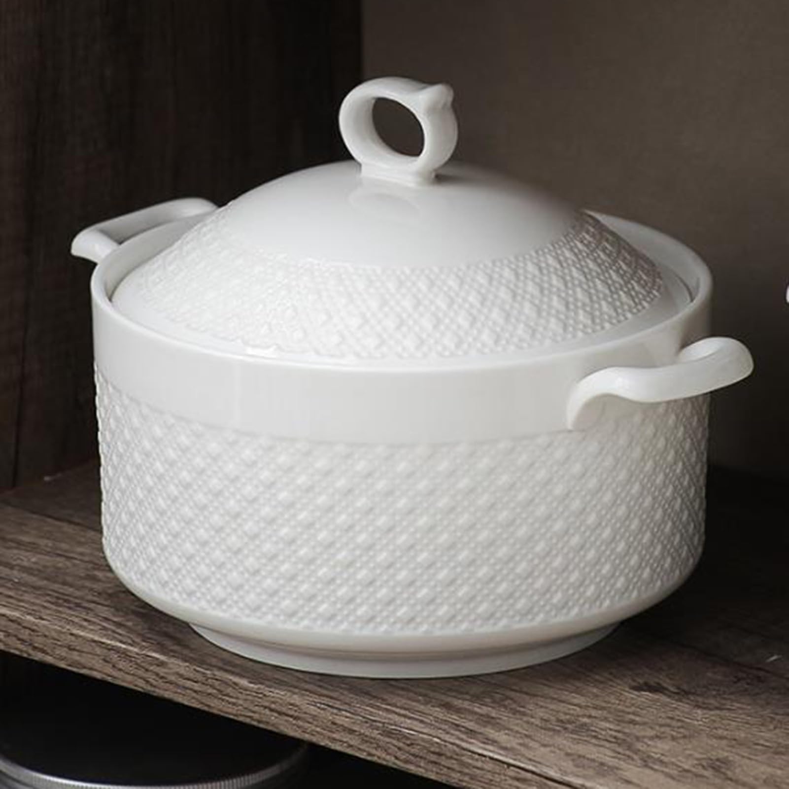 Ceramic Soup Tureen, Porcelain Soup Bowl with Lid for Home Kitchen - Soup Pot