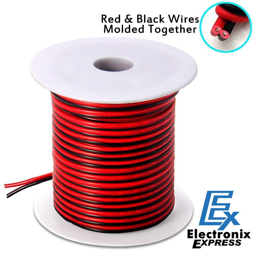 18 Gauge (40 ft long) Tinned Copper 2pin 2 Color Red Black Cable Hookup Electrical Wire LED Strips Extension Wire 12V/24V DC Cable, 18AWG Flexible Wire Extension Cord for LED Ribbon Lamp Tape Lighting