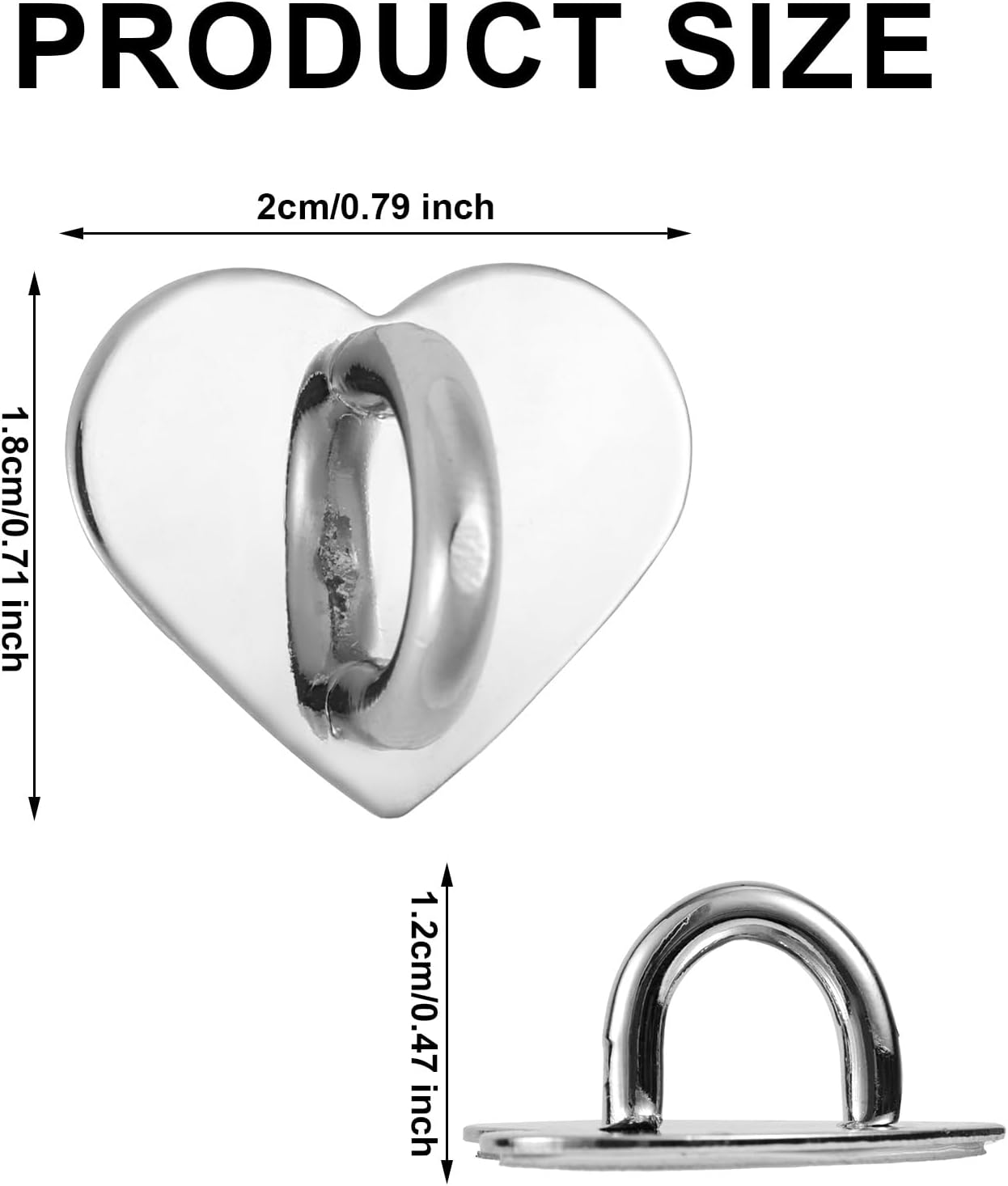 Gosknor 8pcs Heart Cell Phone Ring Holder, Cute Phone Charm Hooks Adhesive Smartphone Finger Ring Grip Sticky Metal Loop Stand for Cellphone Case Pad Tablet DIY Accessories (Silver) image 2