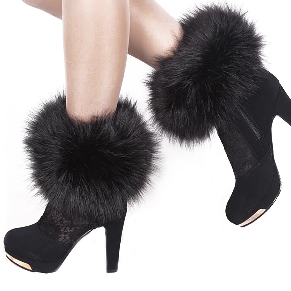 HOMEYEAH Faux Fur Cuffs Arm Leg Warmers Furry Wrist Cuff Warmer Halloween Decorations Costumes For Women