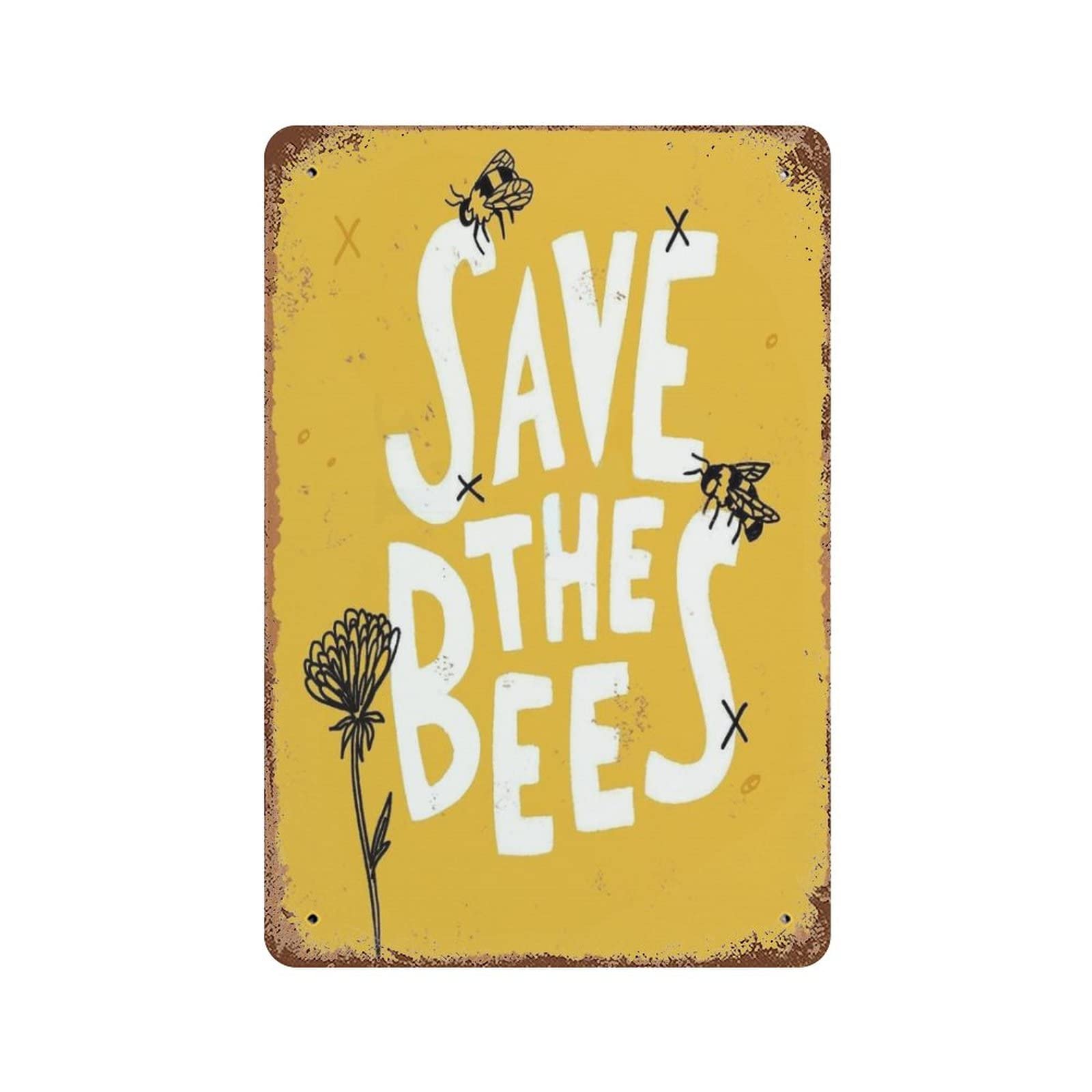 AOOEDM Save The Bees Vintage Metal Sign Tin Sign for Home Bar Pub Kitchen Man Cave Tin Sign Wall Decor Poster Wall Plaque