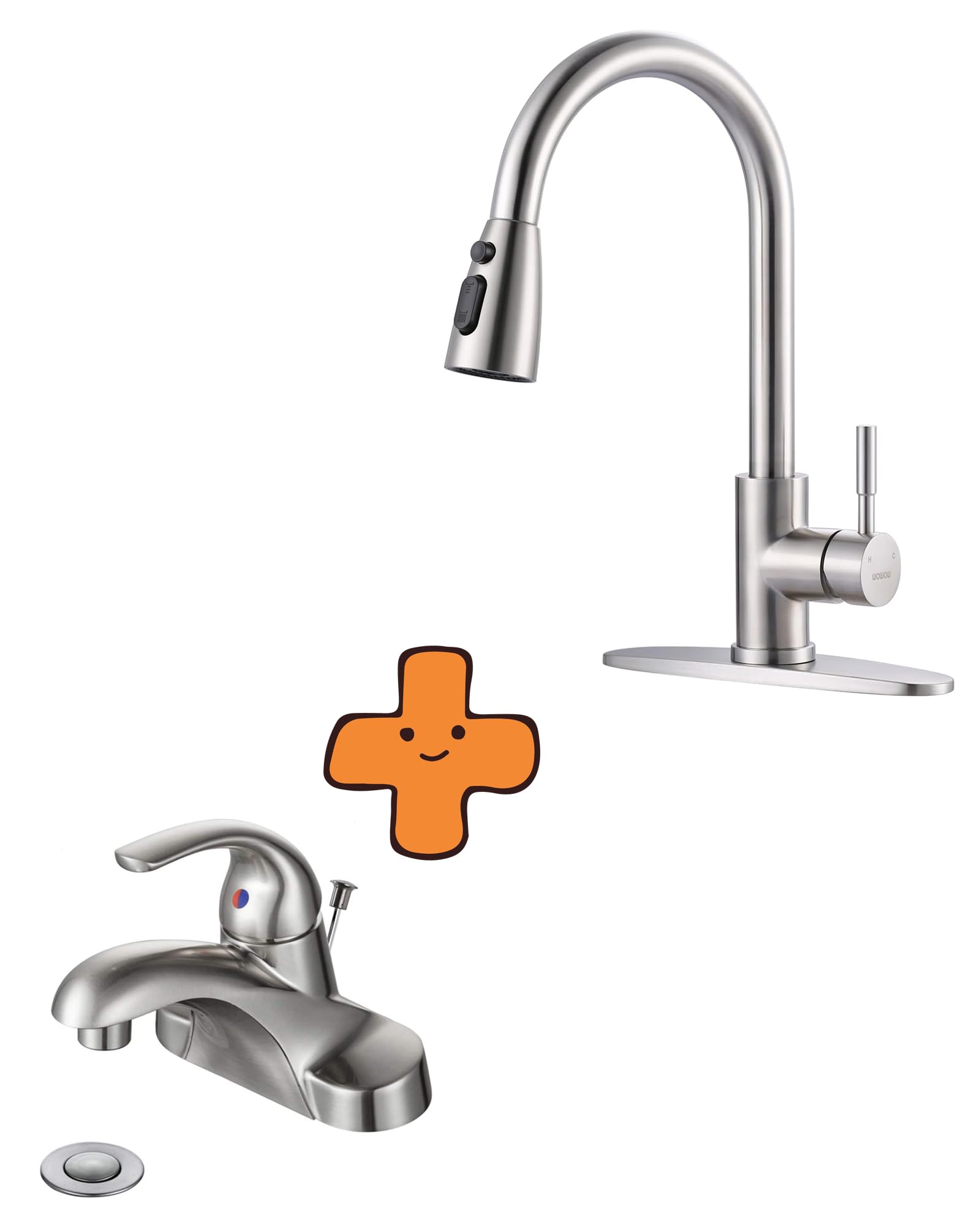 Jnfidosr Kitchen Faucet With Sprayer Kitchen Sink Faucet Single Handle Brushed Nickel And Bathroom Faucet 1 Handle Low Arc
