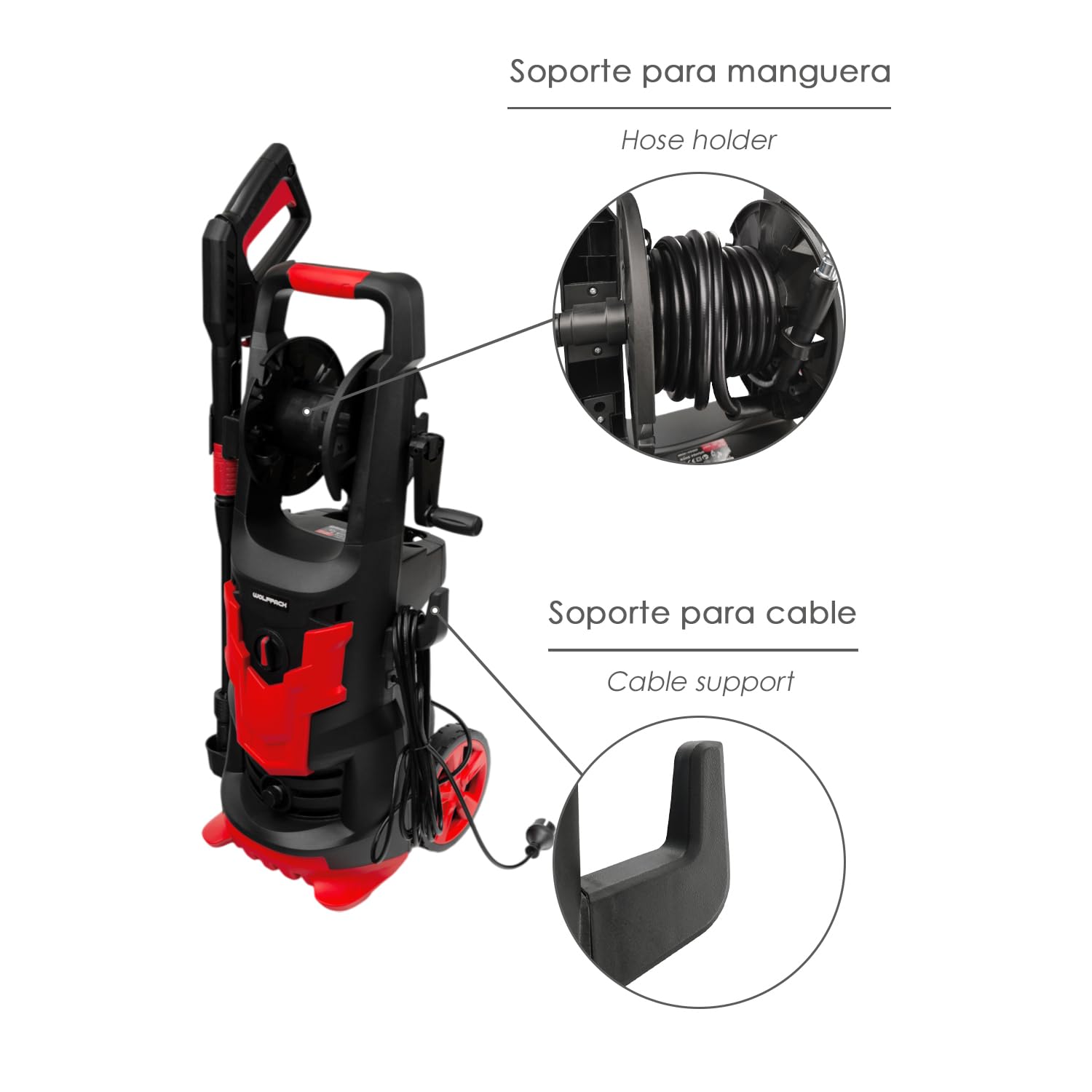 Hidrolimpiadora Alta Presión 180 Bares 2.400 Watt. Con Accesorios 390 Litros/Hora. Limpiadora de Agua Con Deposito Detergente