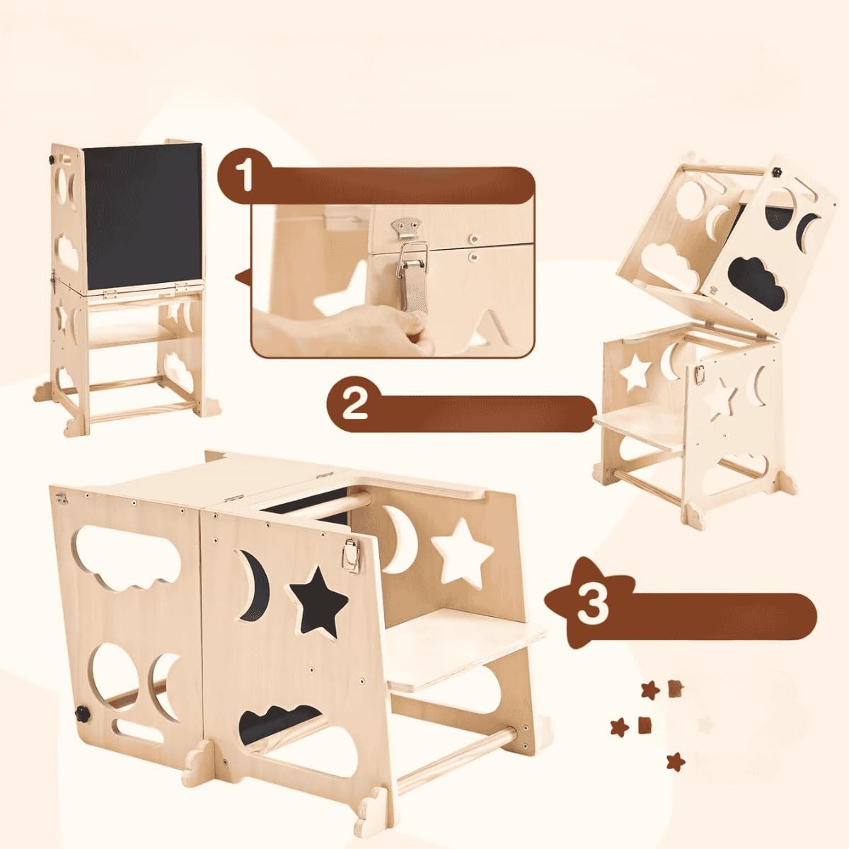 Torre de Aprendizaje Montessori ATAA Stool con Taburete Extraíble