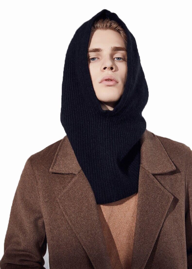KGM Accessories New Knitted Balaclava Hood Women Men Balaclava hat Winter Cashmere Beanie (Black)