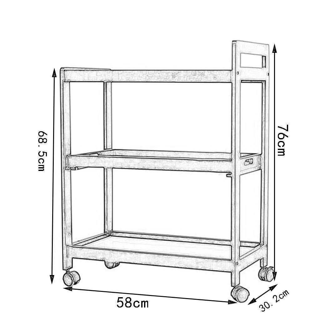 Carrito de Almacenamiento, Carrito de Servicio, Carrito de Comedor de 3 Capas, Soporte de Madera, Bandeja de Madera Maciza, 4 Ruedas universales con Ruedas de Bloqueo pa