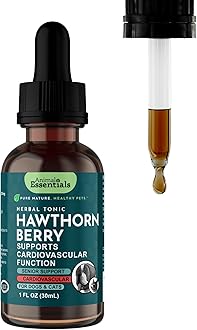 Animal Essentials Hawthorn Berry Supplement for Dogs & Cats - Heart Health Support, Herbal Tincture for Pets, Natural Liquid Extract for Circulation & Cardiovascular Support, Organic Hawthorn- 1 fl oz