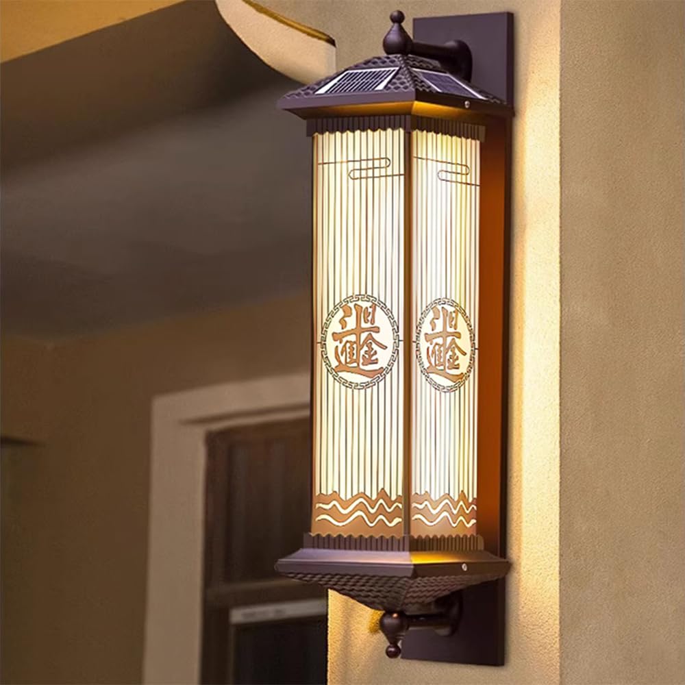 KXEcoLife Contemporary Solar Outdoor Wall Lamp Simplicity Waterproof Balcony Hallway Courtyard Villa Hotel Gate Lights (B H80CM Solar)