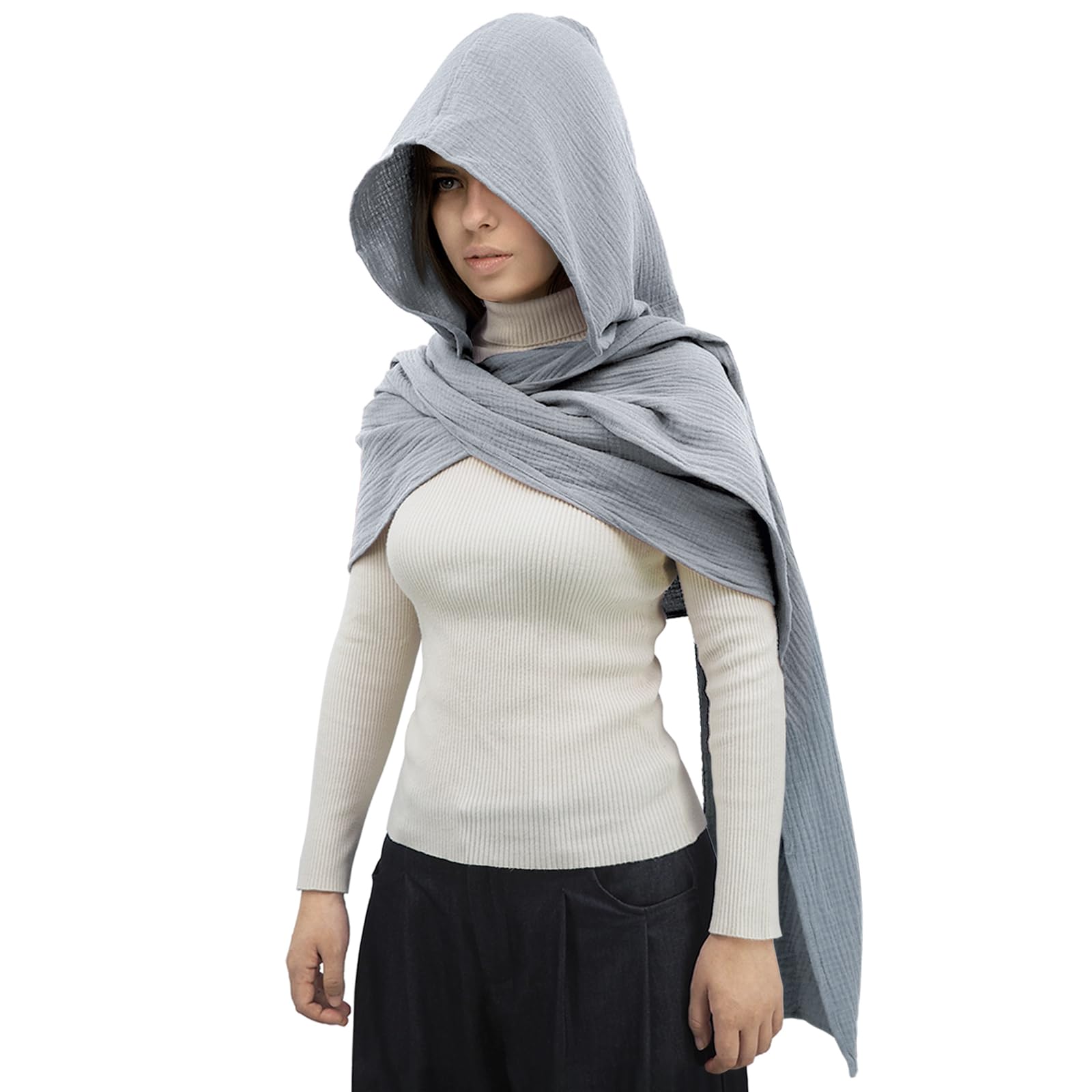 Women Men Fashion Shawl Scarf Cape | Multifunctional Hooded Cowl | Medieval Linen Cotton Cowl Hood |Vintage Goth Costume
