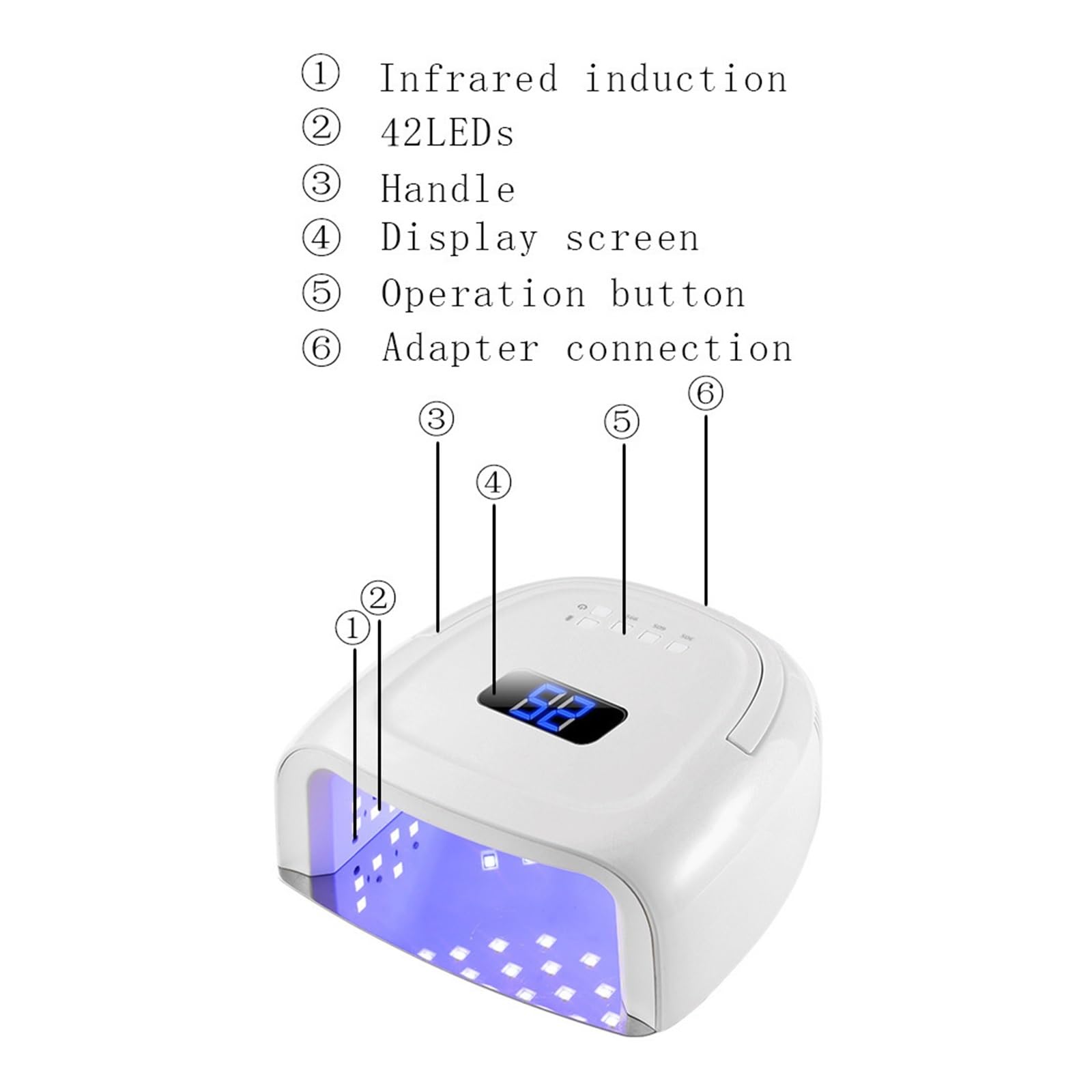 Lampa UV do paznokci, Lampa LED UV do paznokci 60 W Profesjonalna suszarka do paznokci Akumulatorowa lampa do paznokci Bezprzewodowy lakier żelowy UV Cure Light Bezprzewodowa lampa UV LED do paznokci