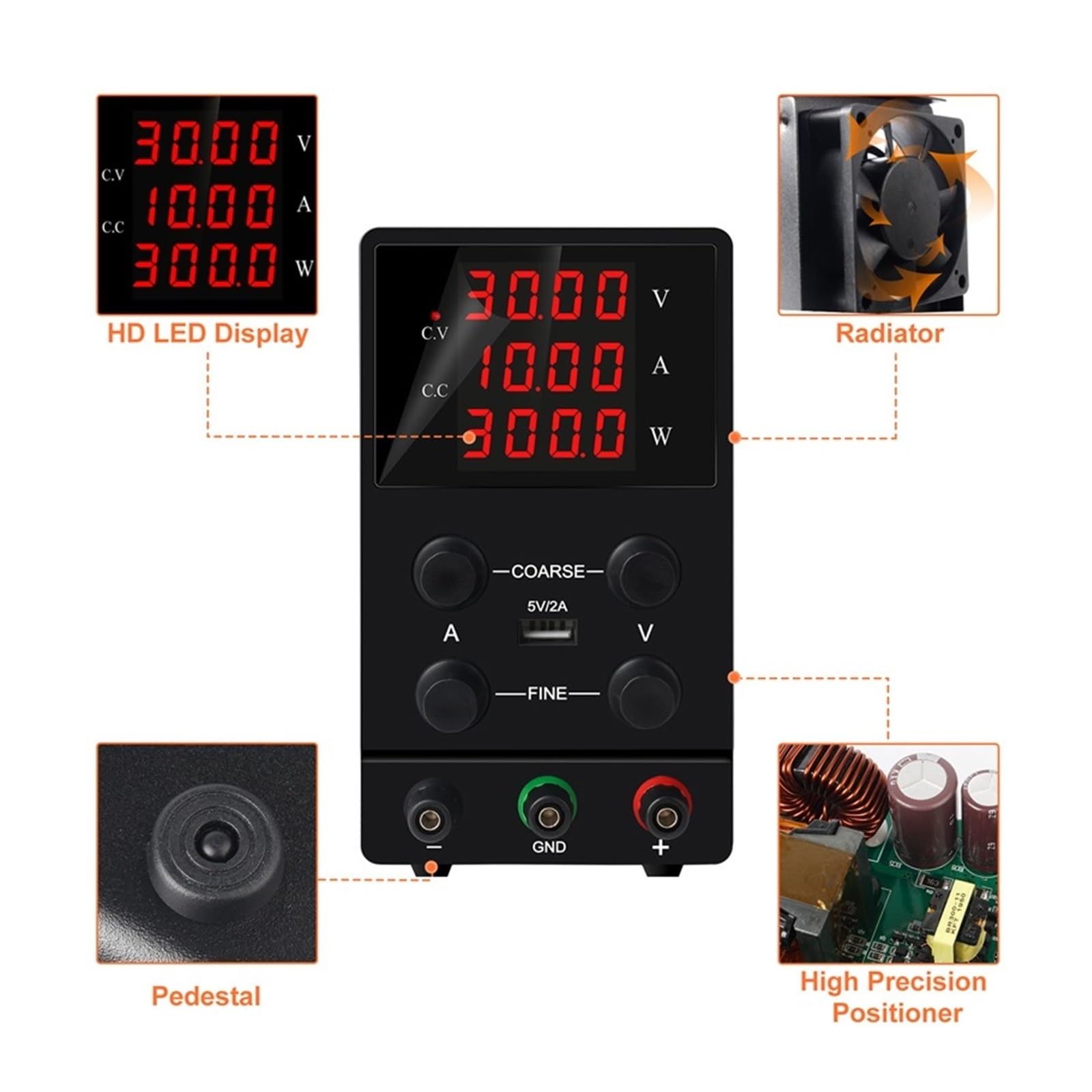 zasilacz do komputera stacjonarnego Regulowany zasilacz laboratoryjny DC zmienny 120V 60V 30V regulowane źródło Moduł USB do zasilacza laboratoryjnego(30V 10A black)
