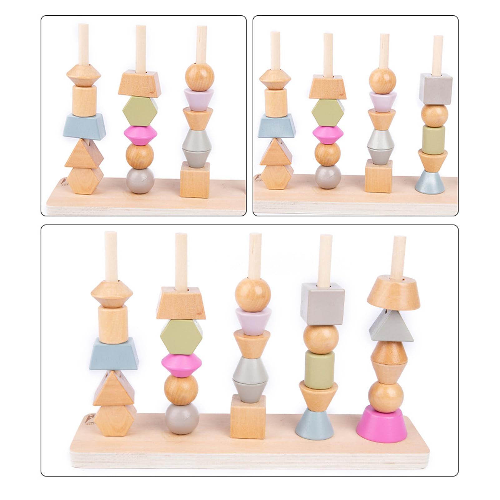 Lylithuif Juego de apilamiento de bloques educativos con forma de, juguete apilable con 10 tarjetas, juego de combinación de formas geométricas para el desarrollo del aprendizaje temprano