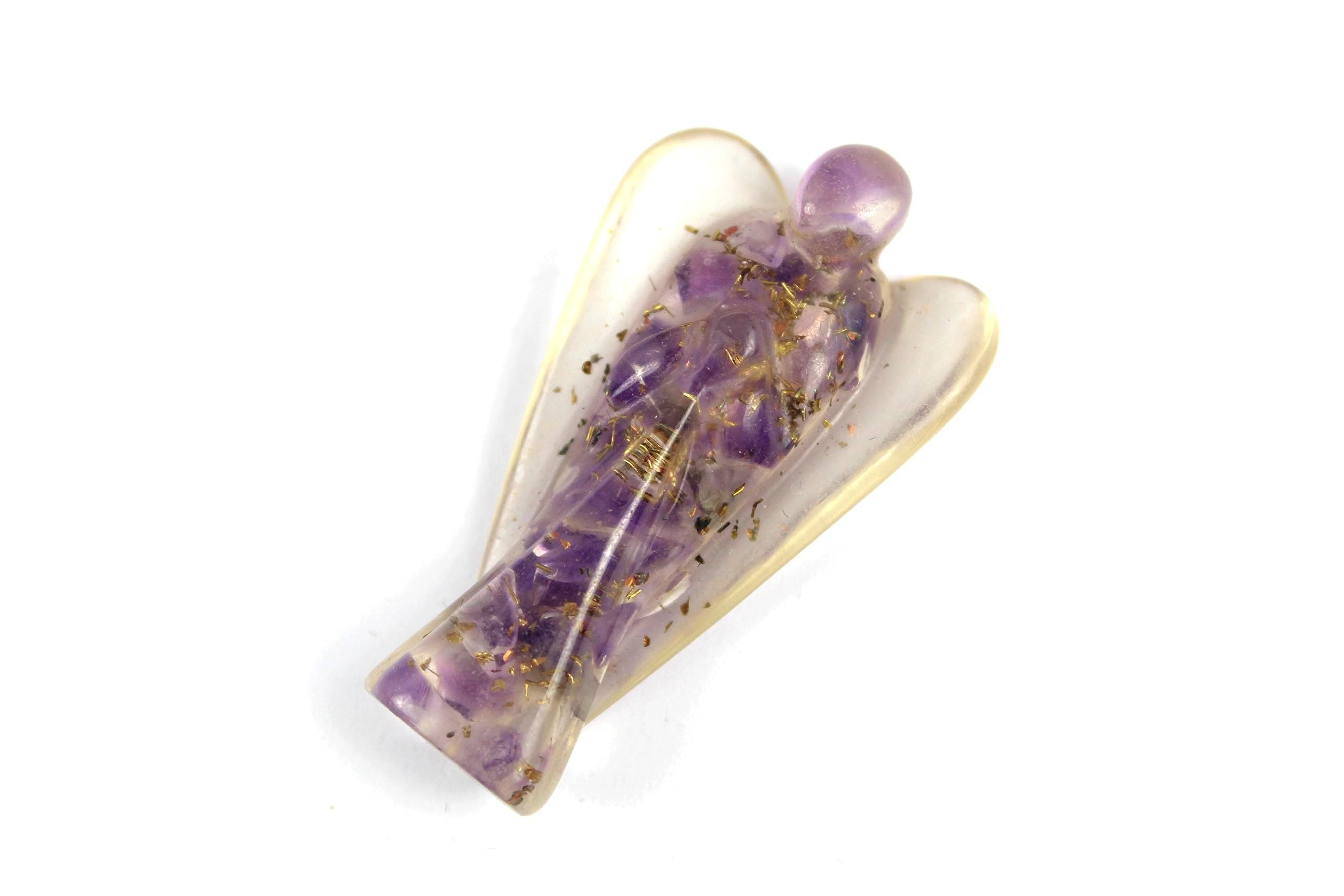 Prajet Energized Orgonite Healing Crystal Orgone Guardian Angel Copper Metal Mix Rare Healing Positive Energy Approx. Size 2 Inch (Amethyst Angel Orgone)