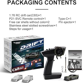 Amazon.com: SVERTIBO Turbo Racing 1:76 Scale RC Drift Car, Table