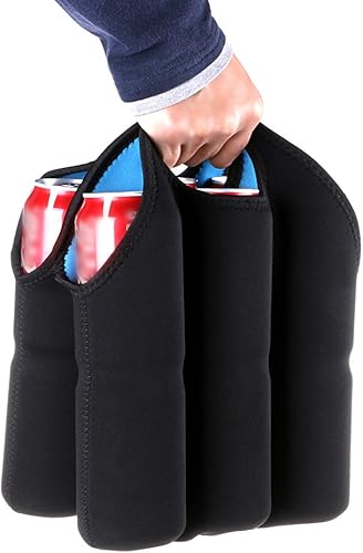 Miniatura 6 de Hipiwe Juego de 2 bolsas de neopreno aisladas para vino + paquete de 6 botellas de agua de cerveza, bolsa enfriadora de botellas, perfecta para