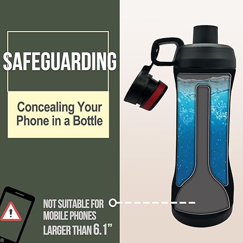 Miniatura 2 de Botella de agua con capacidad de 13.5 onzas, compartimento oculto definitivo para viajes, playa, automóvil, para almacenar objetos de valor como
