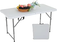 Vista 18 de FDW Mesa plegable de 6 pies, mesa portátil plegable de plástico para fiesta de picnic con asa de transporte (blanco, 6 pies)