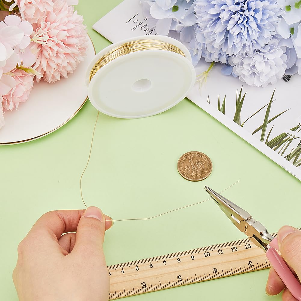 Fil De Cuivre Plaqué Or 18K PH PandaHall - 50m X 0,5mm - Pour Bijoux DIY Et Artisanat