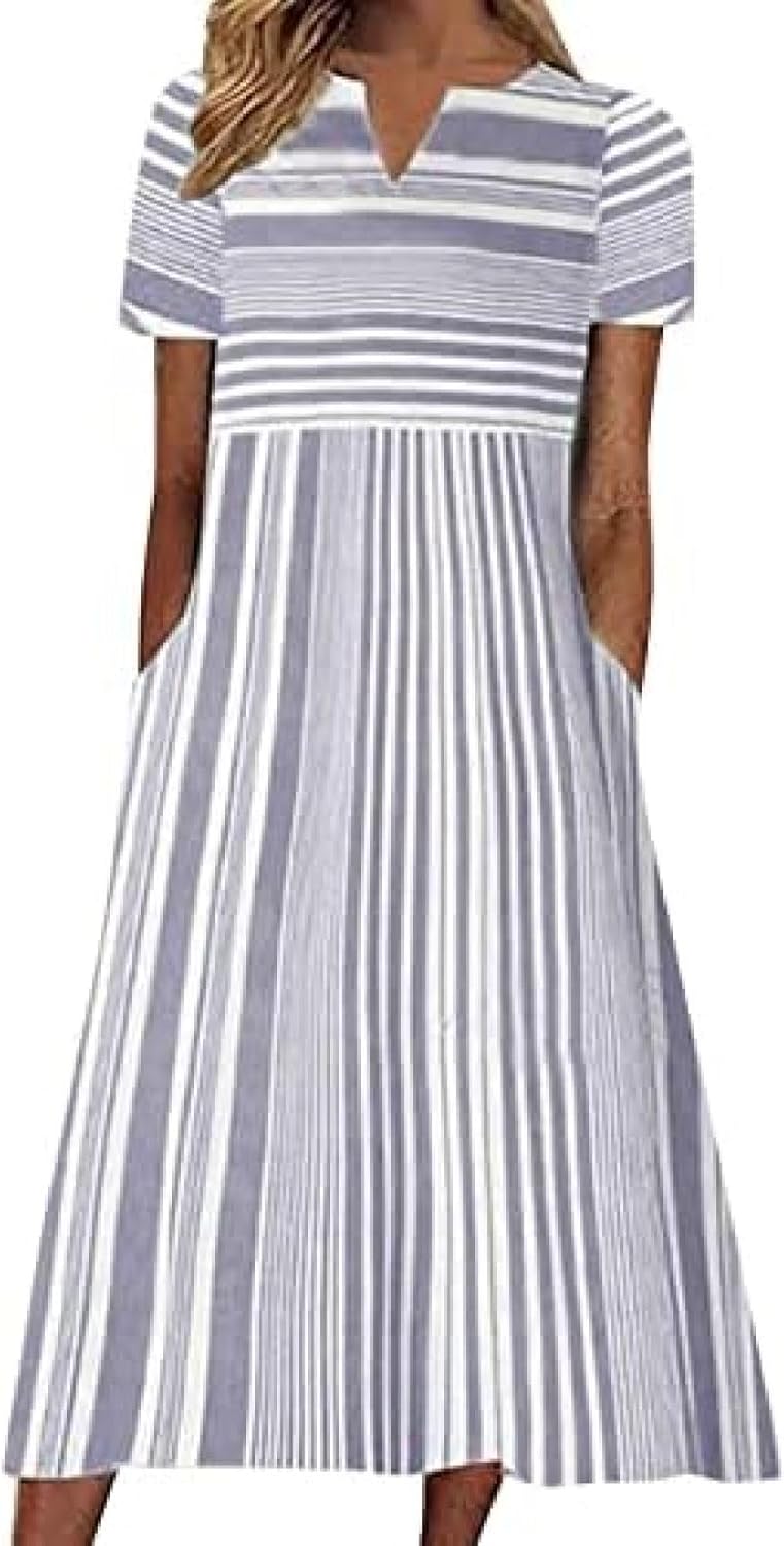[売店] ロングワンピース レディース ストライプ 上品 ノースリーブ ワンピース クラシカル 家族パーティー 誕生日パーティー ス