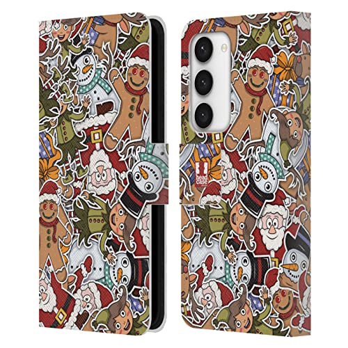 Housse Samsung Galaxy S23 5G festive en cuir avec porte-cartes pour les fêtes
