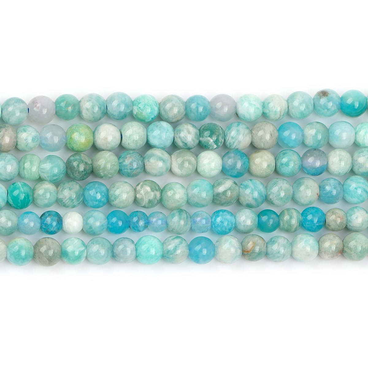 GEM-Inside 4mm Africa African Blue Amazonite Round Gemstone Semi Precious Loose Beads for Jewellery Making 15'' - Image 3