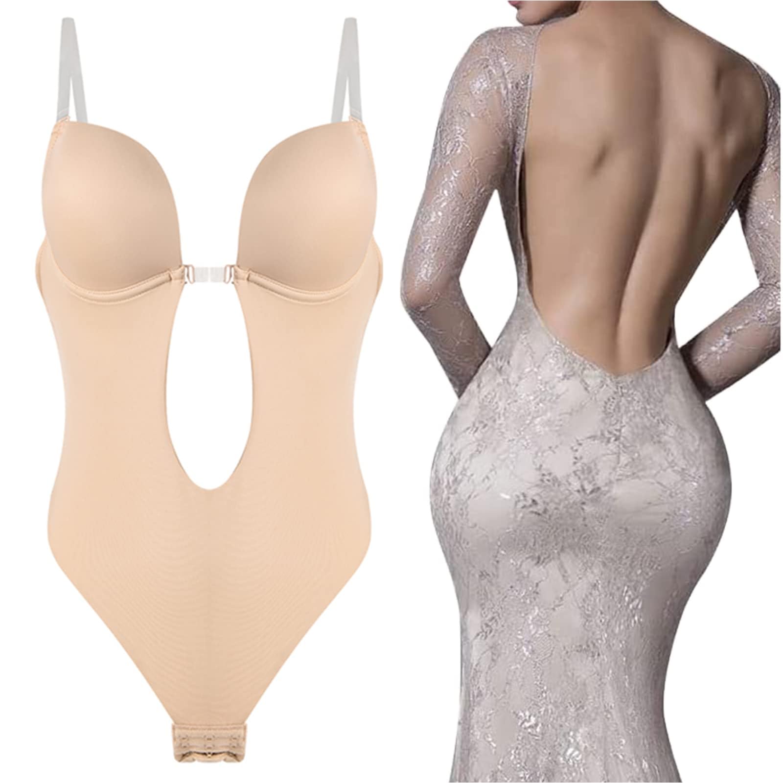 Femmes dos nu profond V - neck bustier moulant Body Set moulant