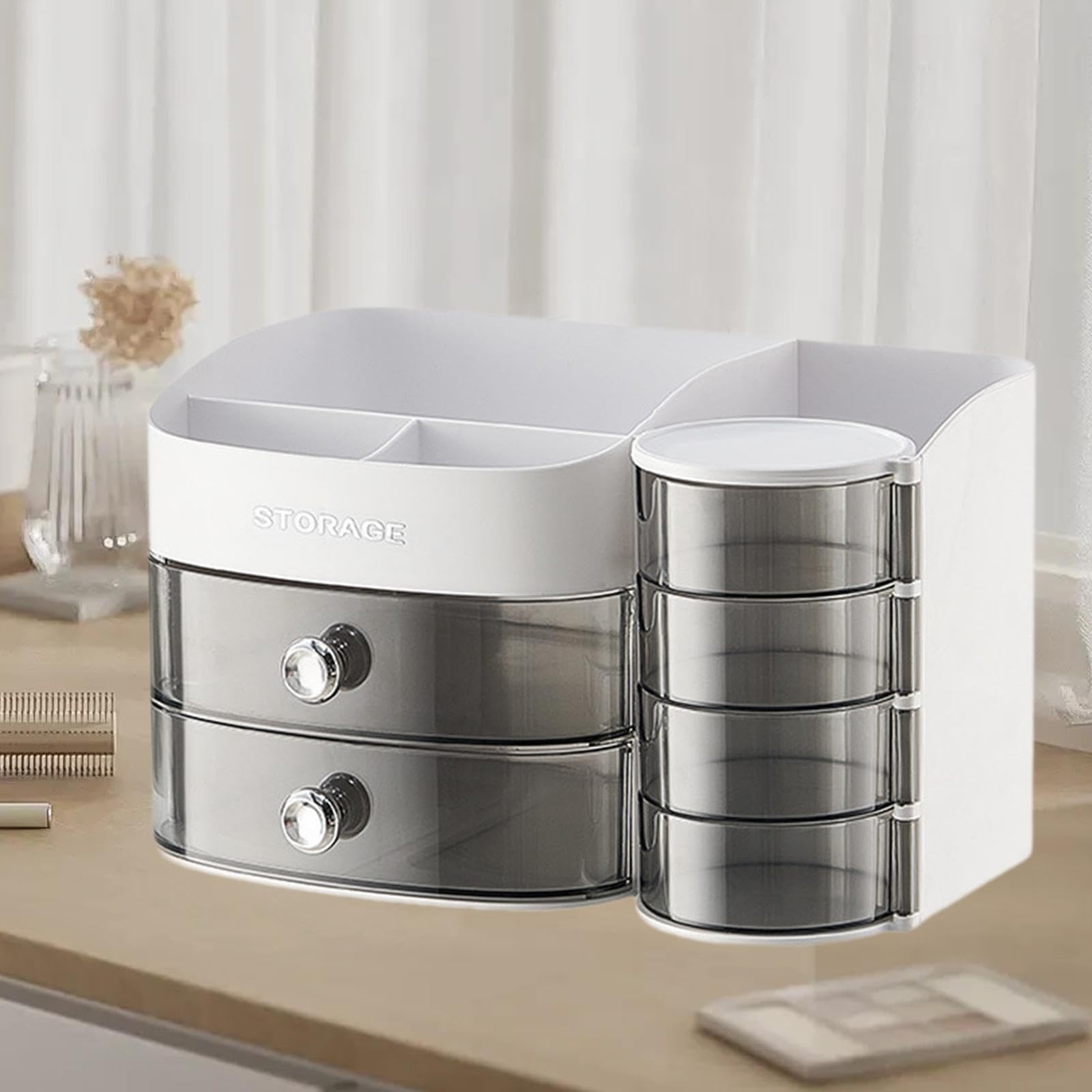 BNF® Makeup Organizer Dustproof Table Display Stand for Dresser Bookshelf Bedroom White|Home & Garden |Household Supplies & Cleaning|Home Organization|Storage Boxes 3