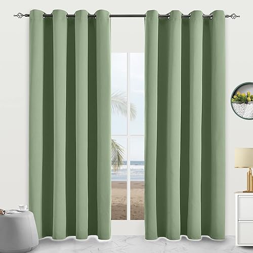 Miniatura 12 de Cortinas Opacas para Dormitorio con Aislamiento Térmico de Ojales Sólidos para Ventana Extra Anchas para Puerta Corredera, Juego de 2 Paneles de