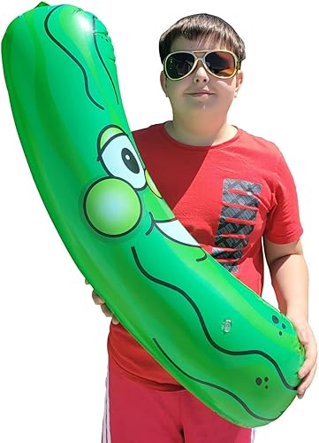 Miniatura 7 de Cabeza de pepinillo sonriente inflable gigante gigante de 36 pulgadas (3 pies). Vinilo inflable de cara inflable para playa, piscina, fideos, broma,