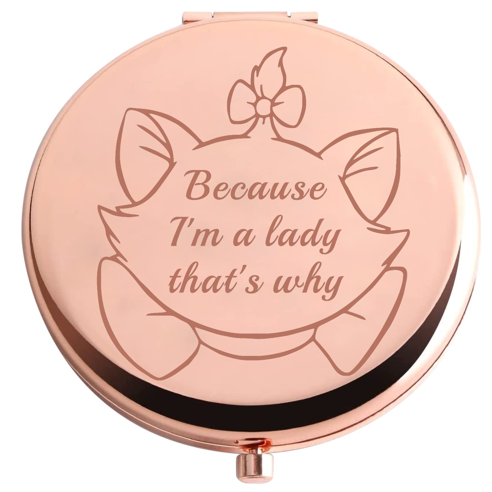 AKTAP Aristocats Gifts Cat Pocket Compact Makeup Mirror Because I'm a Lady That's Why for Cat Lover Gift (M-RIE Cat Pocket Mirror)