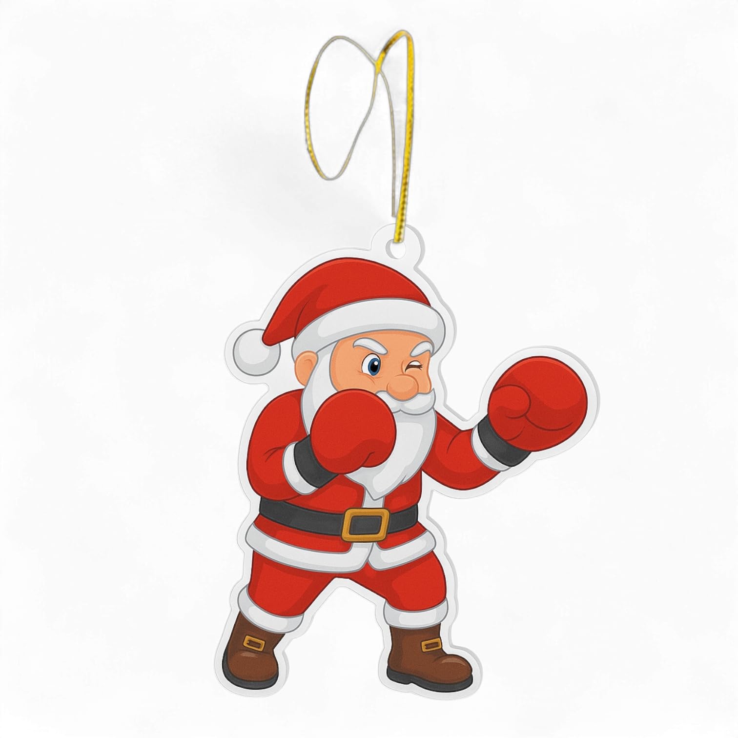 Trophy Monster Red Pack Of 6X Christmas Tree Jolly Santa Boxing Bauble Ornaments 70Mm | Complete With Hanging Cord | Bulk Buy Combo Deal | Made From 6Mm Thick Printed Acrylic | Full Colour Double Sided Print