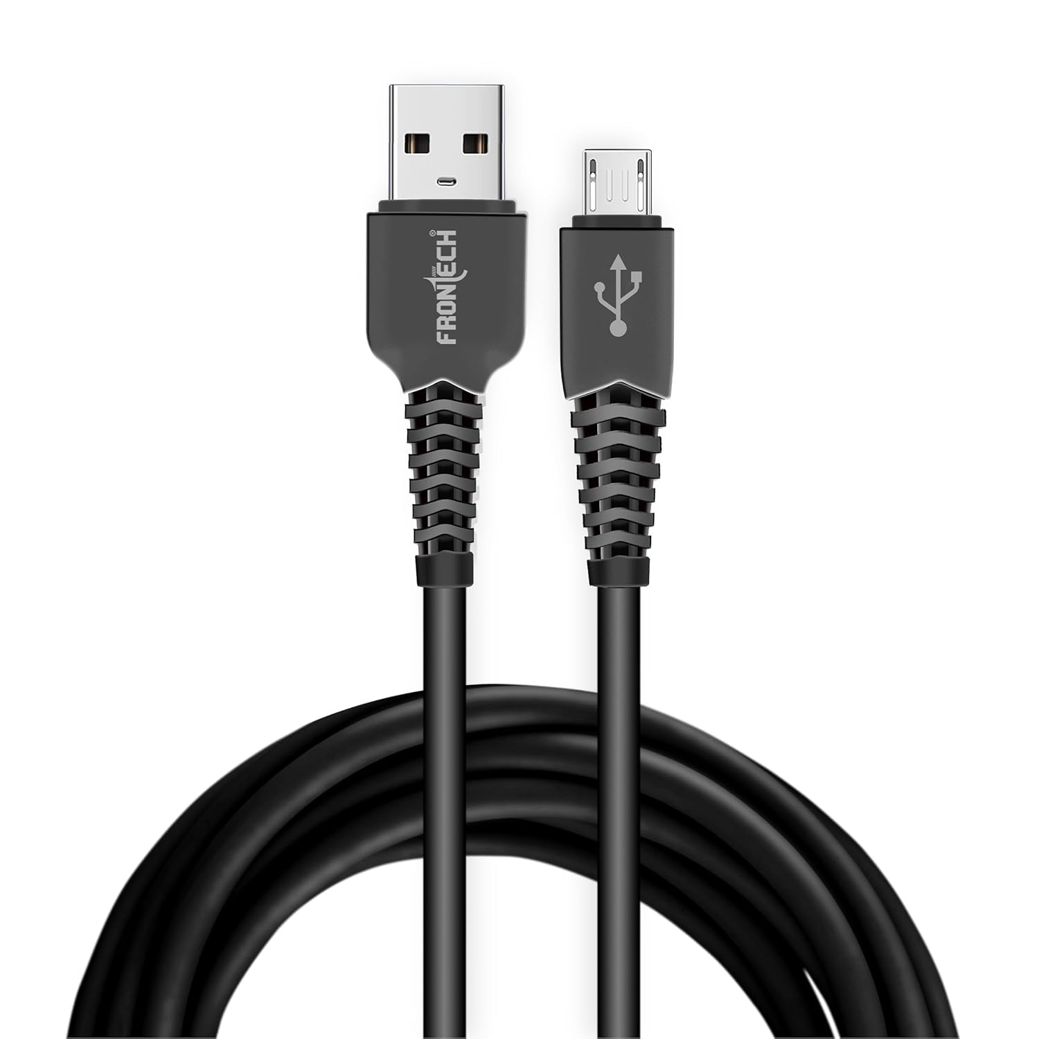 FRONTECH 17W / 3.4A Super Fast Charging 1M PVC USB to V8 Data Cable for Smartphones, Tablets, Laptops & other Micro USB V8 Devices, Charging and Data Sync (1038 – Black)