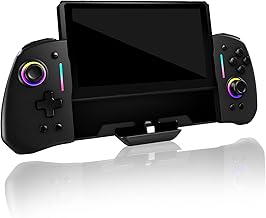 Wired Joypad Switch Controllers for Switch, Switch Controller Joypad Replacement Controller for Handheld Mode with 8 Colors Adjustable LED/Back Map Button/Turbo/Motion Control (Connect via Type-C) (Black)