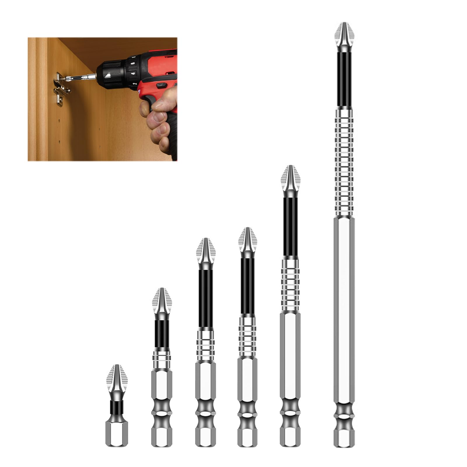 6 PCS High Magnetic Screwdriver Drill Bit Set